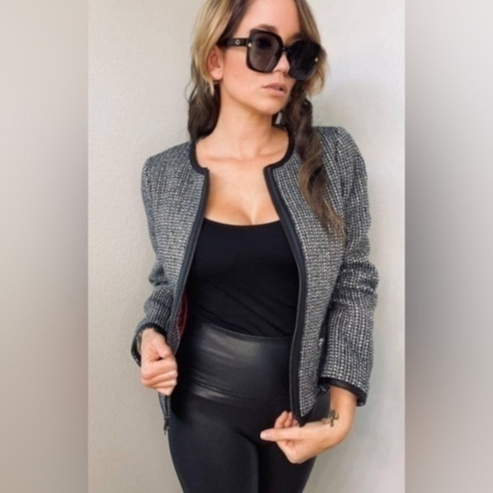 NWT Banana Republic Tweed Faux Leather Jacket